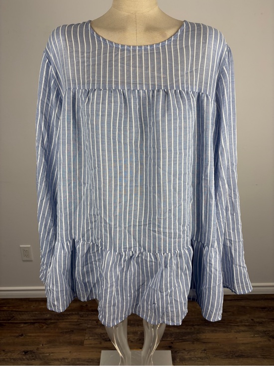 Suzanne Betro Tops - Suzanne Betro Blue White Striped Tunic Top Plus 3X Cottagecore Blouse NWT